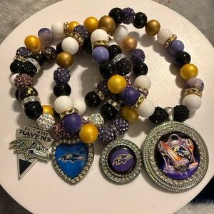 Baltimore Ravens  NFL Team Spirit Bracelet Set - Purple, Gold, Black
